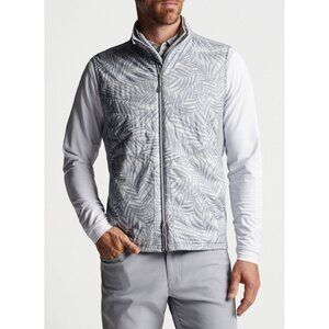 Peter Millar Gray Leaf-Print Quilted Vest